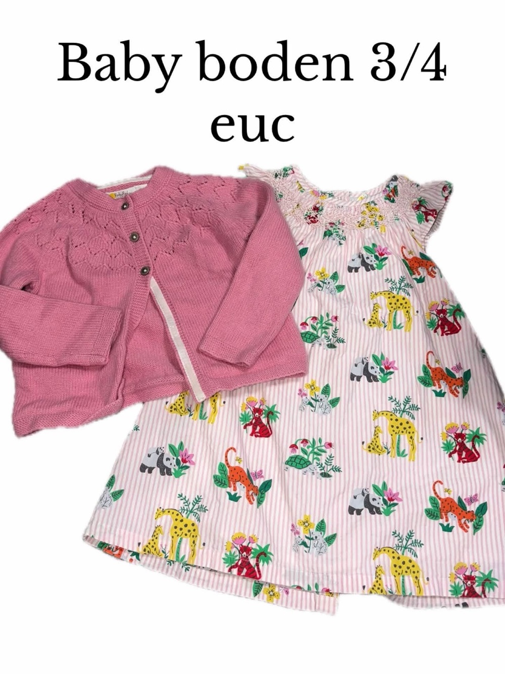 Baby boden 3/4 zoo dress and cardigan